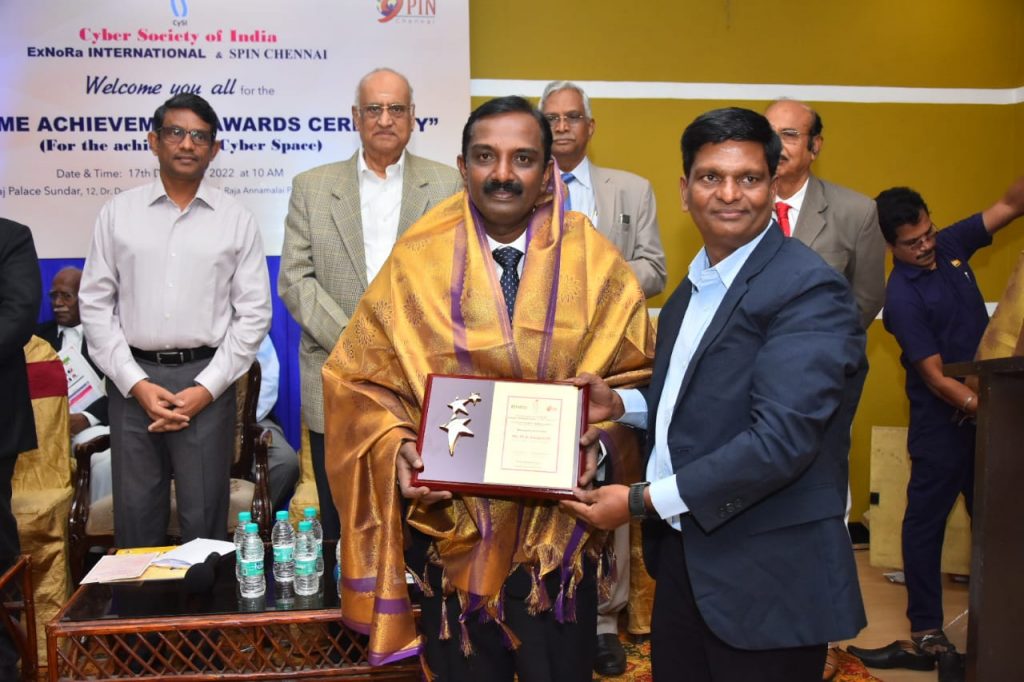 Lifetime Achievement Award from CySi,ExNoRa,and SPIN-Chennai | Naavi.org